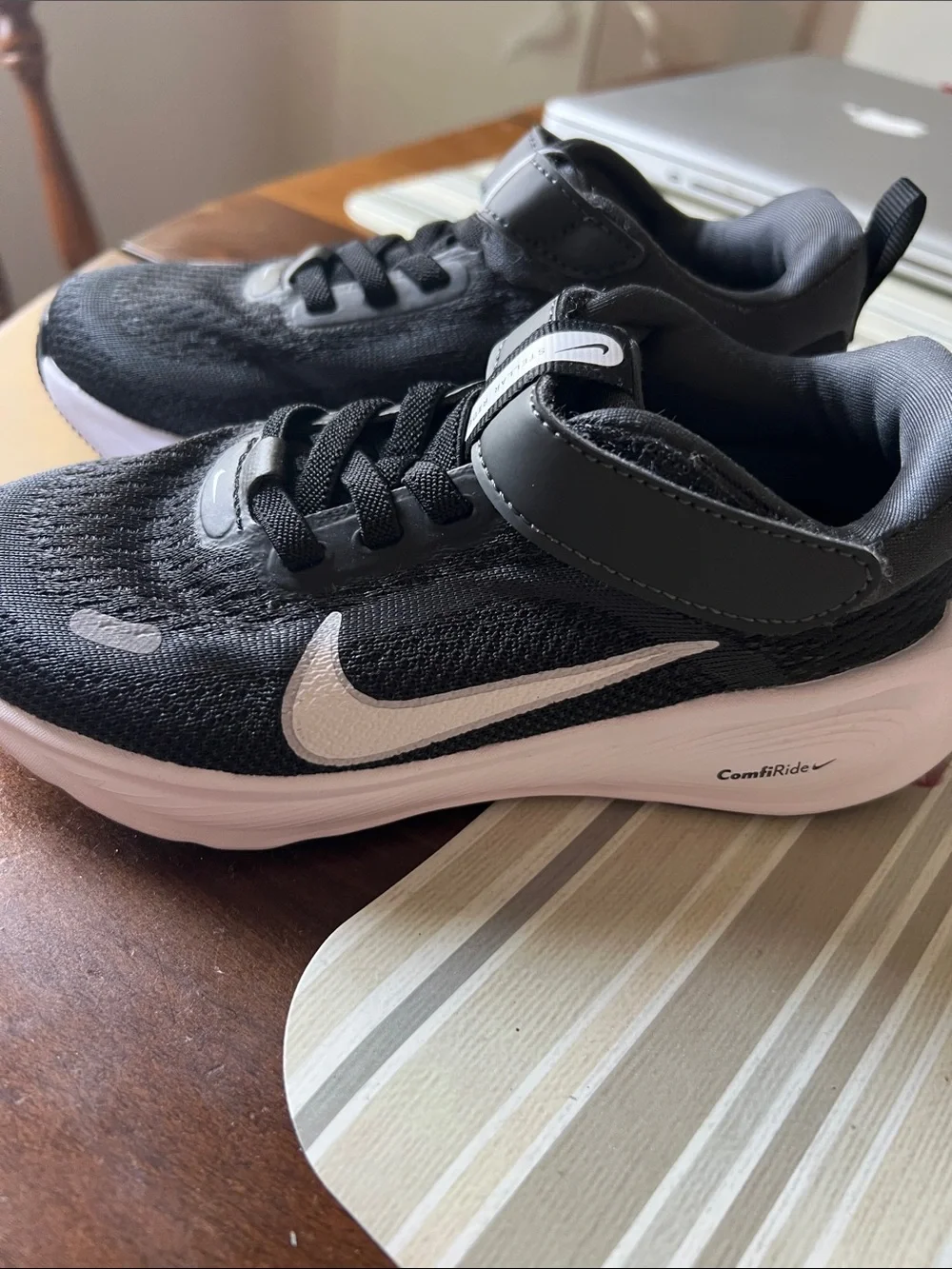 Nike Kids Black and White Velcro Athletic Sneakers